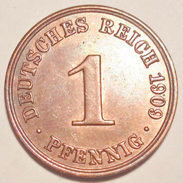 German Empire 1 Pfennig 1909 A KM#10 XF+