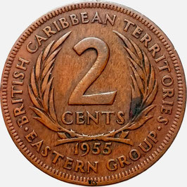 East Caribbean States 2 Cents 1955-1965 KM#3
