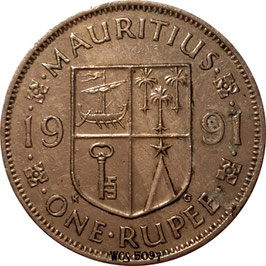 Mauritius 1 Rupee 1987-2010 KM#55