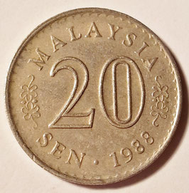 Malaysia 20 Sen 1967-1988 KM#4