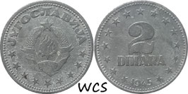 Yugoslavia 2 Dinara 1945 KM#27 VF