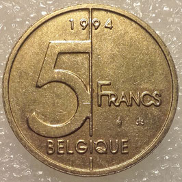 Belgium 5 Francs 1994-2001 BELGIQUE KM#189