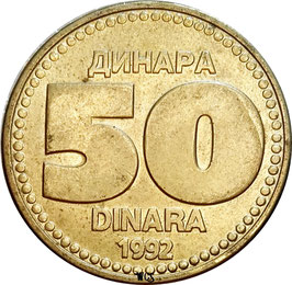 Yugoslavia 50 Dinara 1992 KM#153 XF