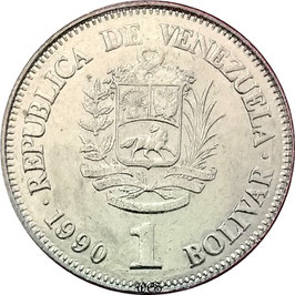 Venezuela 1 Bolivar 1989-1990 Y#52a.2