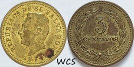 El Salvador 3 Centavos 1974 KM#148 XF (2)
