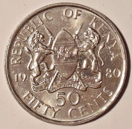 Kenya 50 Cents 1978-1989 KM#19