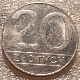 Poland 20 Zlotych 1989-1990 (small type) Y#153.2