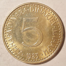 Yugoslavia 5 Dinara 1982-1986 KM#88