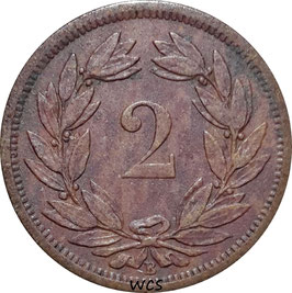 Switzerland 2 Rappen 1886 KM#4 XF