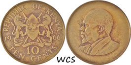 Kenya 10 Cents 1966-1968 KM#2