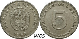 Panama 5 Centesimos 1968 KM#22 VF