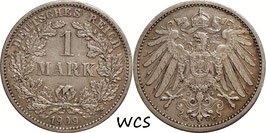 German Empire 1 Mark 1909 G KM#14 VF