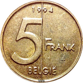 Belgium 5 Francs 1994-2001 BELGIE KM#190