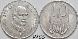 South Africa 10 Cents 1982 (President Vorster) KM#112