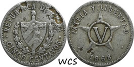 Cuba 5 Centavos 1968 (Kremnica) KM#34 F (2)