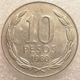 Chile 10 Pesos 1976-1980 KM#210