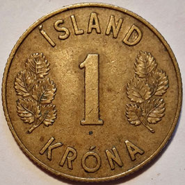 Iceland 1 Krona 1957-1975 KM#12a