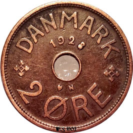 Denmark 2 Øre 1928 (closed 8) KM#827.2 VF