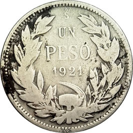 Chile 1 Peso 1921 KM#152.5 VG