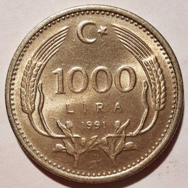 Turkey 1000 Lira 1990-1994 KM#997