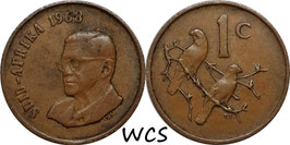 South Africa 1 Cent 1968 (President Swart, SUID-AFRICA) KM#74.2 VF