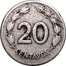 Ecuador 20 Centavos 1946 KM#77.1b F