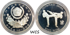 South Korea 5000 Won 1987 (Tae Kwon Do) KM#66 Proof