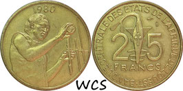 West African States 25 Francs 1980-2017 F-A.O. KM#9