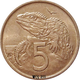 New Zealand 5 Cents 1967-1985 KM#34.1