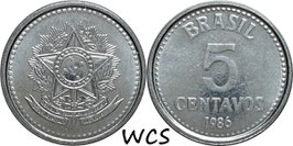 Brazil 5 Centavos 1986-1988 KM#601