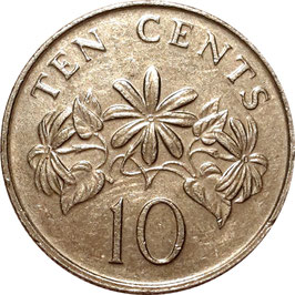 Singapore 10 Cents 1985-1991 KM#51