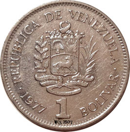 Venezuela 1 Bolivar 1977-1986  Y#52