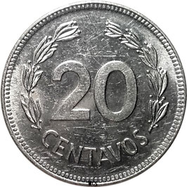 Ecuador 20 Centavos 1975-1981 KM#77.2a