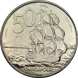 New Zealand 50 Cents 1988 KM#63 XF - No Rope Variety