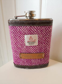 Flachmann aus Edelstahl mit Schraubverschlussdeckel (8oz) (pink/weiß)