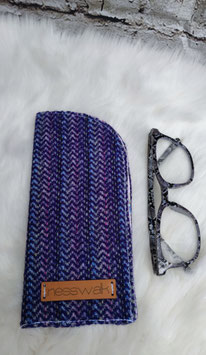 Brillenetui aus Harris Tweed (lila gestreift)