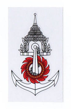 【ミリタリー / 軍隊 グッズ 】 タイ王国 海軍 紋章 エンブレムステッカー ホワイト （ROYAL THAI NAVY Sticker / White） M サイズ typeE  1枚 【タイ雑貨 Thailand Sticker】