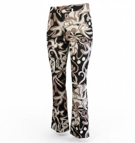 MAGNA FLAIRED BROEK, PRINT, BRUIN/WIT/ZWART, D-2403