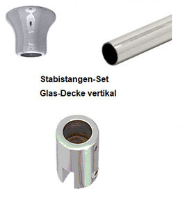 Stabistange-Set für Glasdusche, Glas-Decke, 19 mm Rohr, Chrom glanz,  Art.Nr. S3S9-SET
