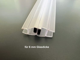 Tür-Magnetdichtung 180° (1 Paar), für 6 mm Glasdicke, mit 5 mm Aufschub auf Glas,  Art.Nr. 2x2907