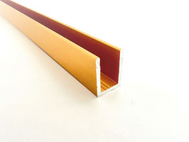 Alu-U-Wandprofil für 8 mm Glas zur innenseitigen Silikonverklebung, Höhe 19 mm, goldfarbig matt, Art.Nr. SDCD38