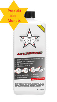 Ricostar Abflussreiniger für Dusche, Waschbecken, Badewannen und Küche,  1000 ml