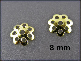 25x, 60x oder 150x Kleine goldfarbene Perlkappen in Blütenform - kleine Rosette - P61
