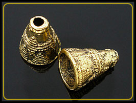 12x oder 25x Goldene konische Perlkappen tibetanisch - P64