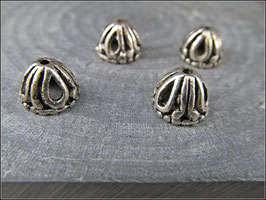 12 oder 25 x Edle antik silberne Häubchen Perlkappen im tibetanischen Stil - P23
