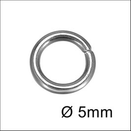 50x, 100x oder 200x Offene silberfarbene Biegeringe – 5 mm Durchmesser – Edelstahl (Dunkelsilber)