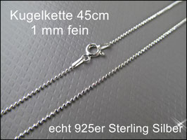 Feine 925 Kugelkette 45 cm lang Sterling Silber HK925-10