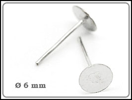 Silberfarbene  Ohrstecker, 6 mm Klebeplatte - OS15