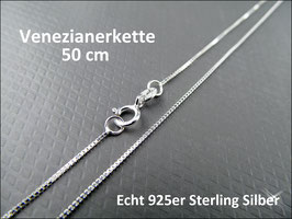Echte 925er Silberkette Venezianerkette / Boxkette 50 cm lang- 1 mm fein