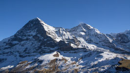 Doppelkarte A5 blütenweiss  - Eiger und Mönch